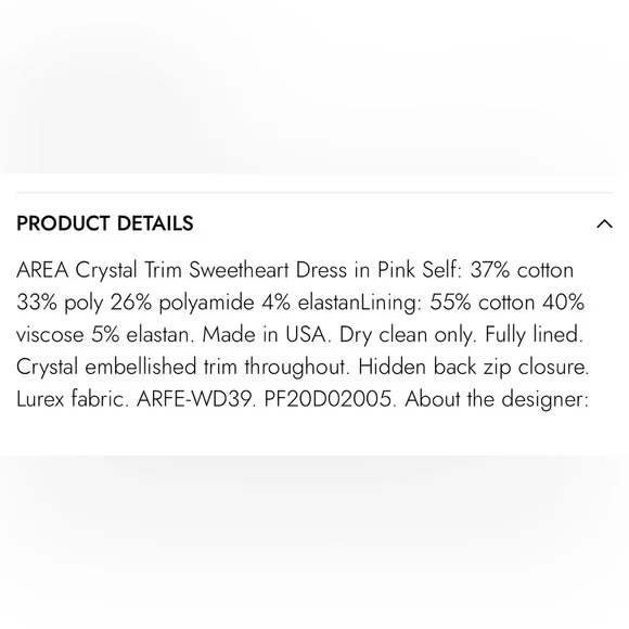 AREA Crystal Trim Sweetheart Dress In Pink size small women’s